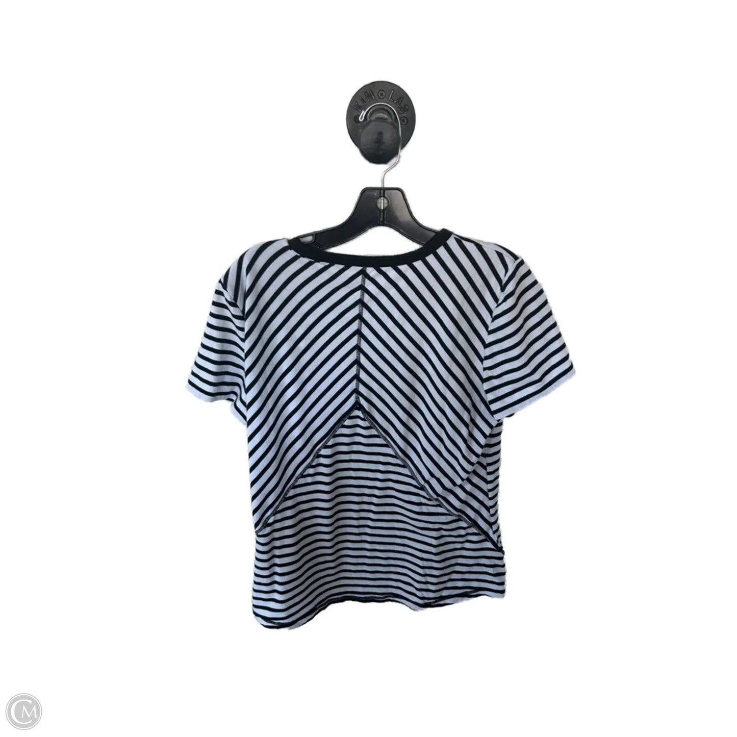 Top Short Sleeve Basic By Talbots In Black & White, Size: L