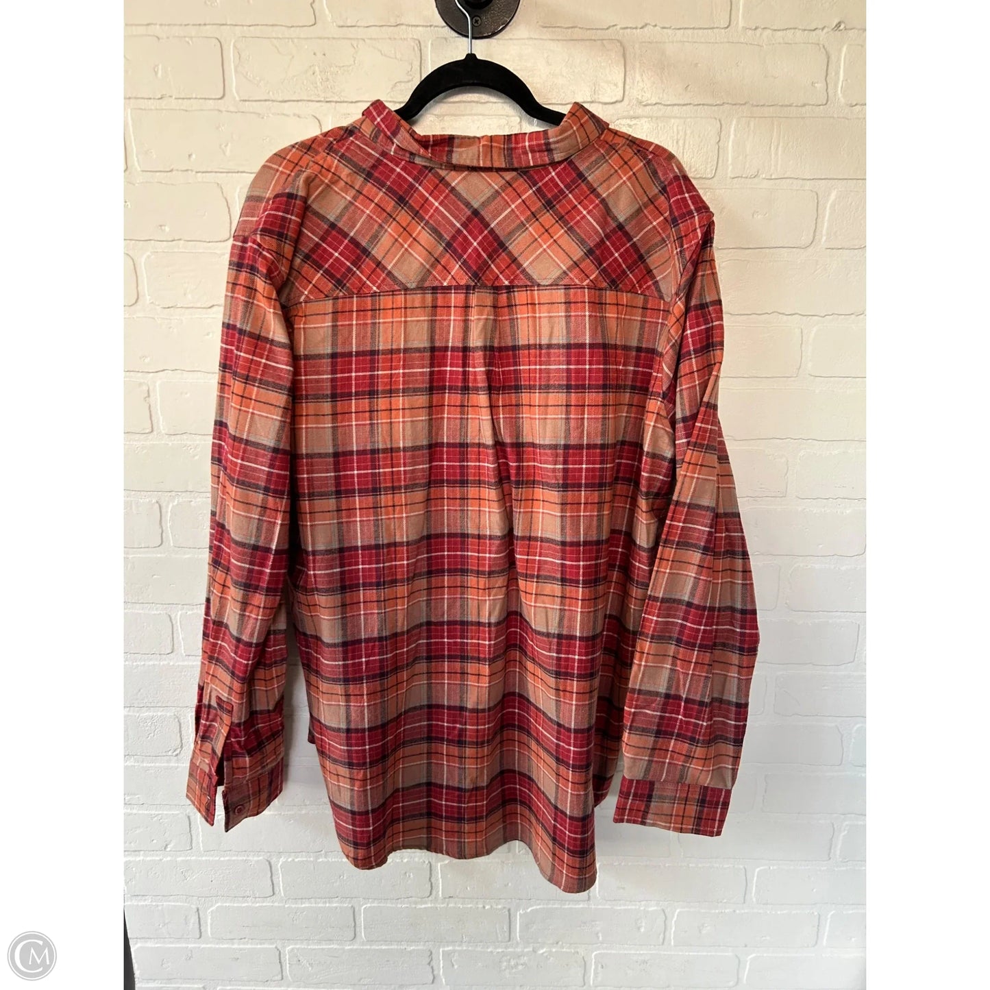 Top Long Sleeve By Weatherproof In Orange & Red, Size: Xxl