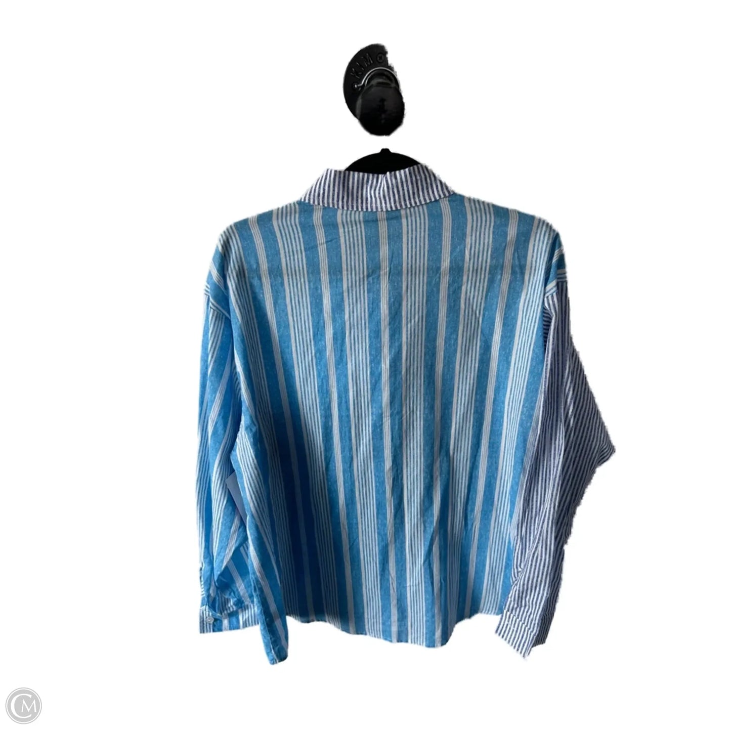 Top Long Sleeve By Wild Fable In Blue & White, Size: L