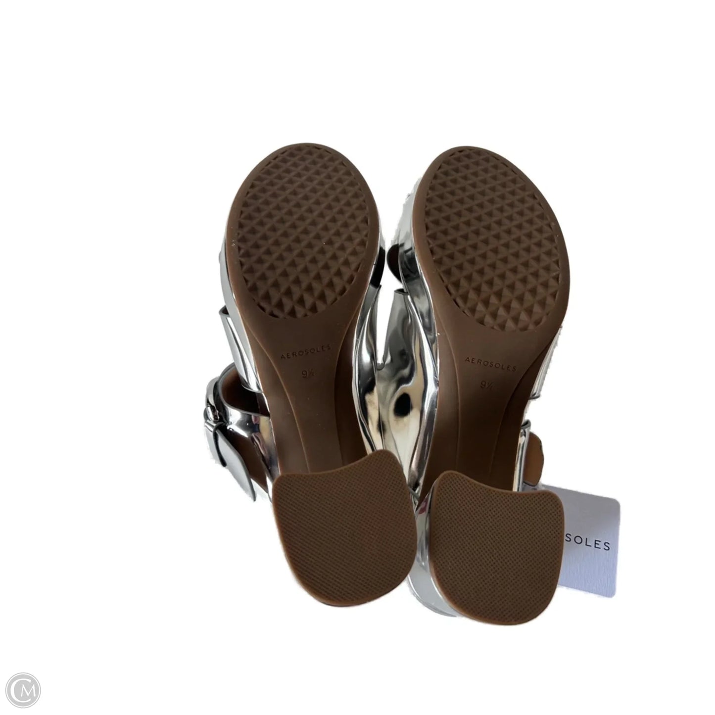 Sandals Heels Block By Aerosoles In Silver, Size: 9.5