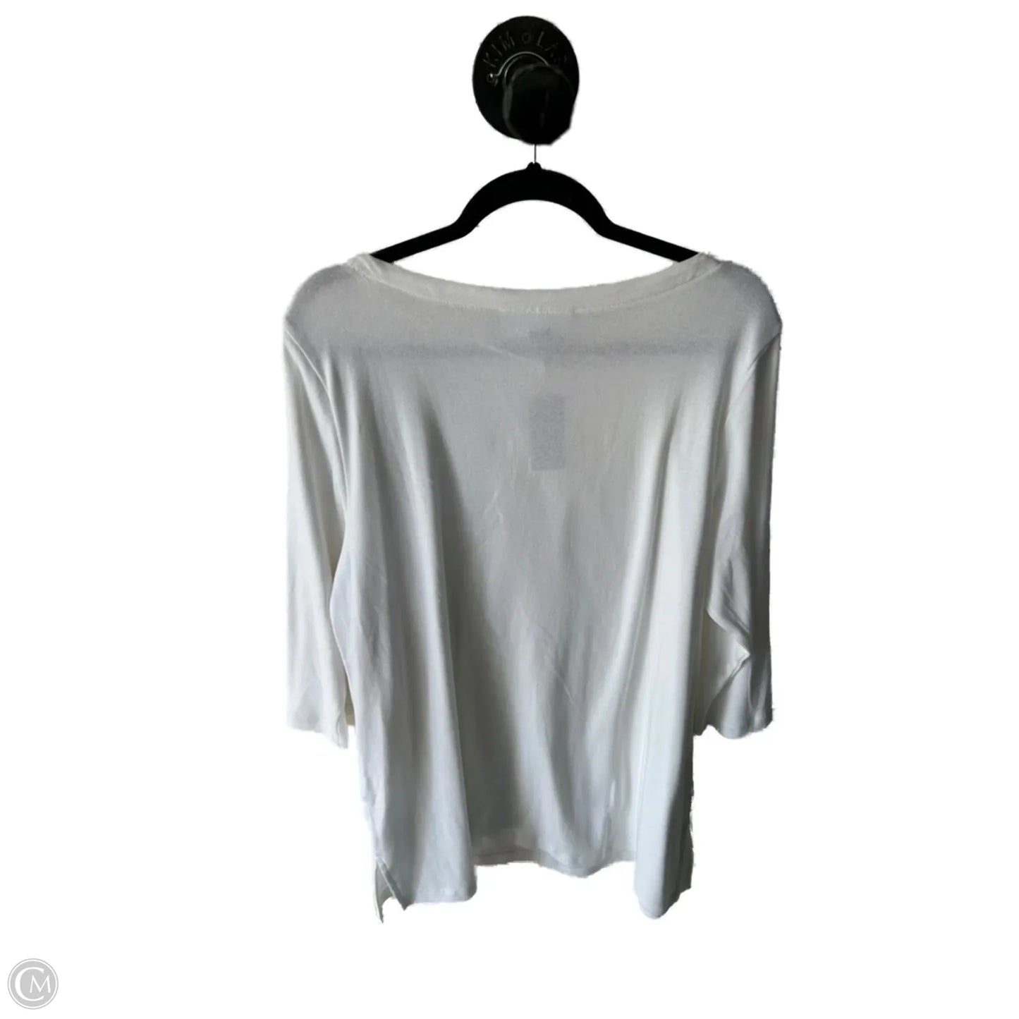 Top 3/4 Sleeve By Karen Scott In White, Size: 1x