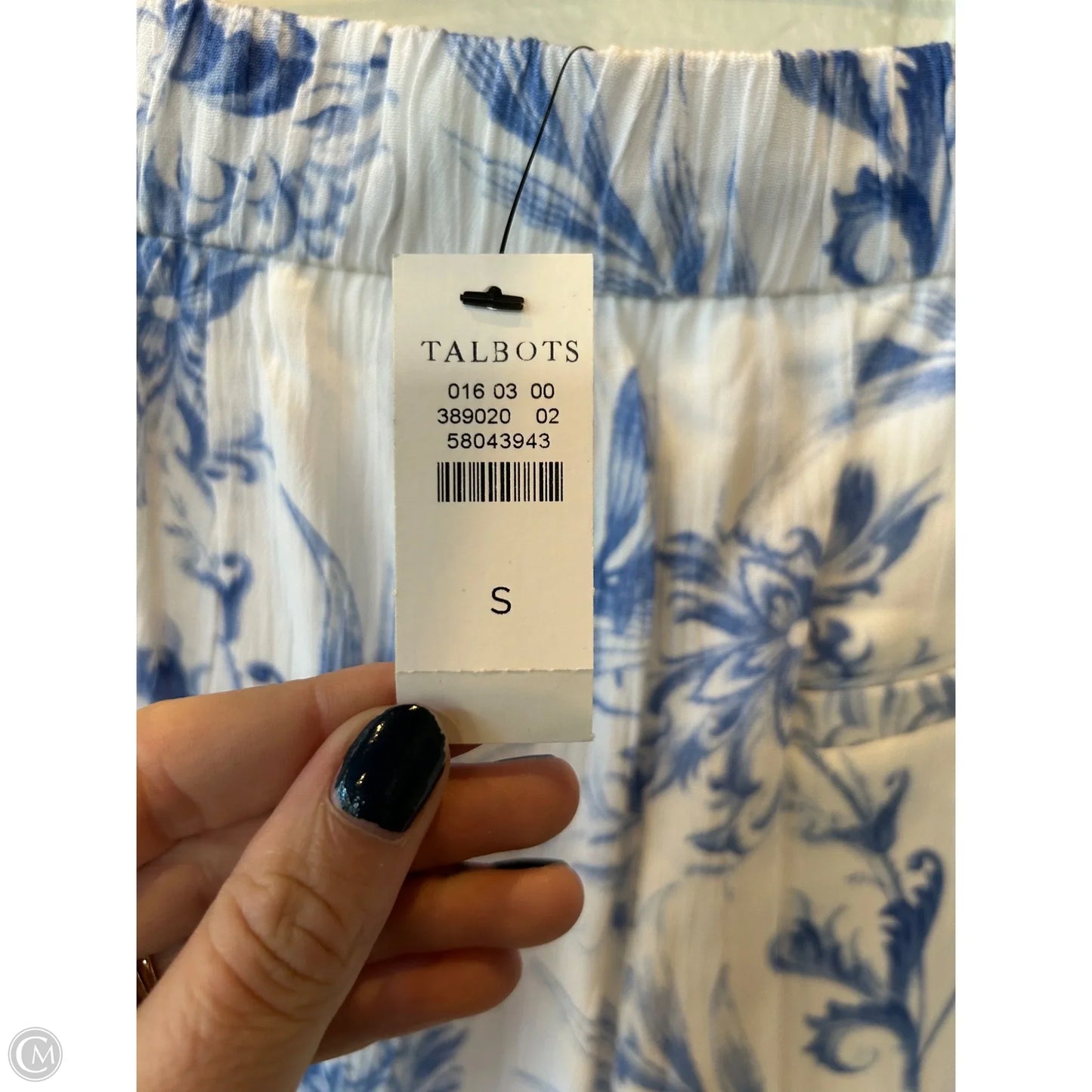 Pants Wide Leg By Talbots In Blue & White, Size: 4