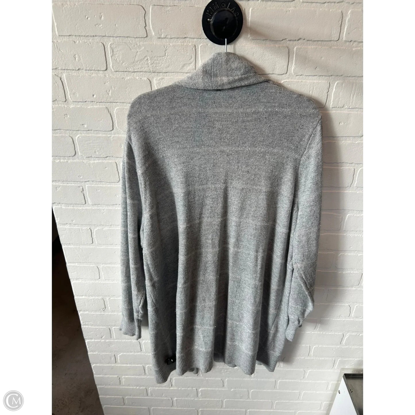 Sweater Cardigan By Michael By Michael Kors In Grey & Silver, Size: 2x