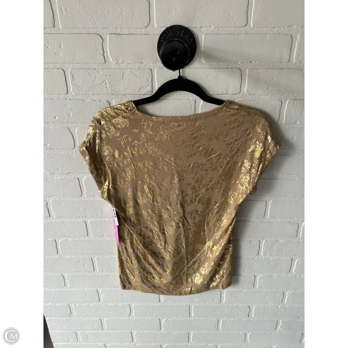 Top Short Sleeve Basic By White House Black Market In Gold & Tan, Size: Xxs