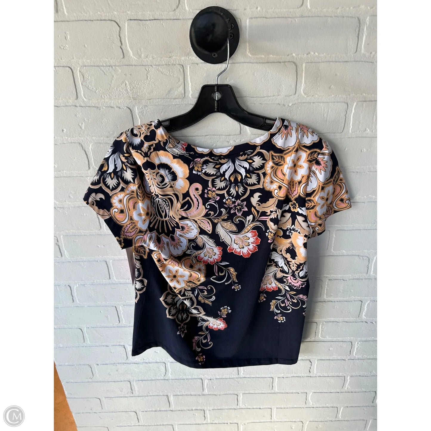 Top Short Sleeve By Chicos In Blue & Orange, Size: M