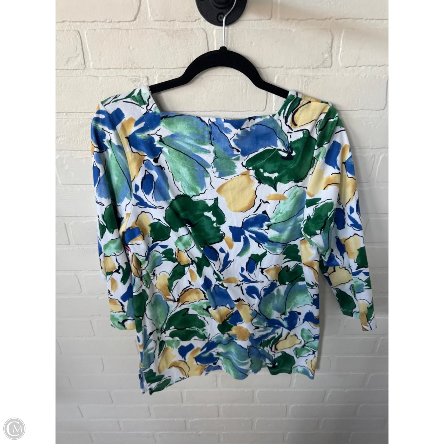 Top Long Sleeve By Chicos In Blue & White, Size: L