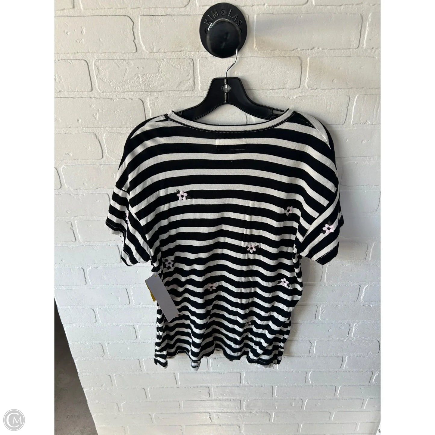 Top Short Sleeve By The Great. In Black & Cream, Size: S