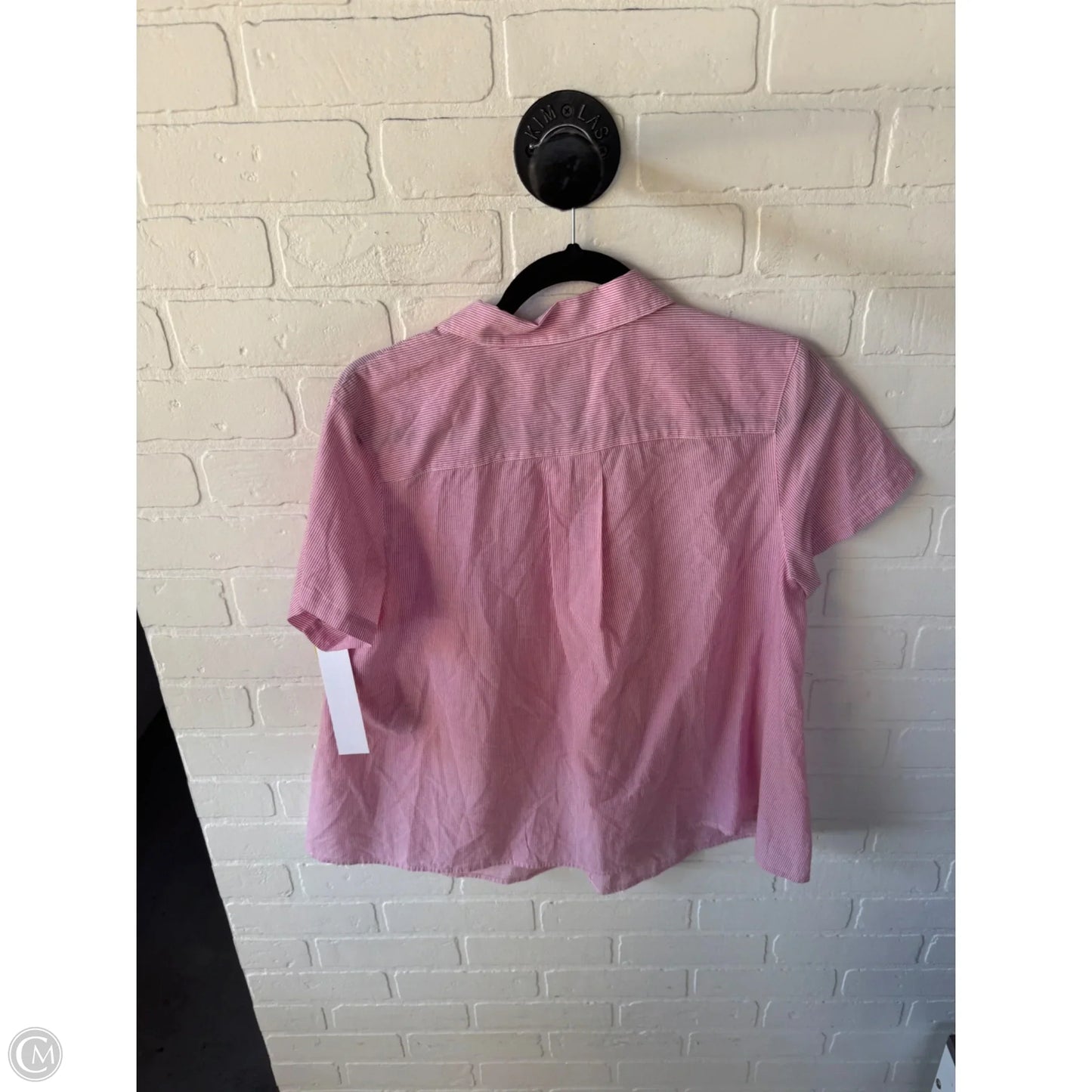 Top Short Sleeve By Cabi In Pink & White, Size: M