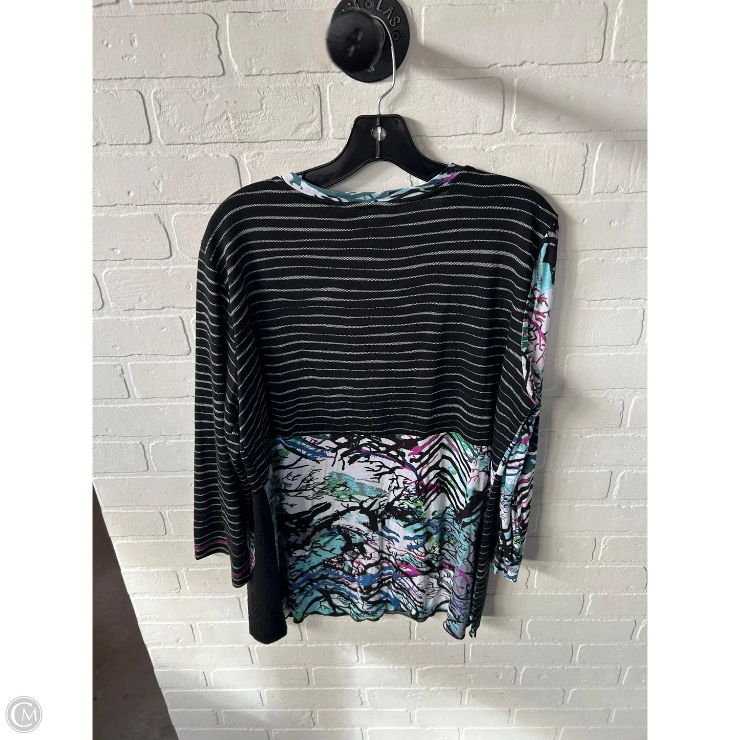 Top Long Sleeve By Ali Miles In Black & White, Size: L