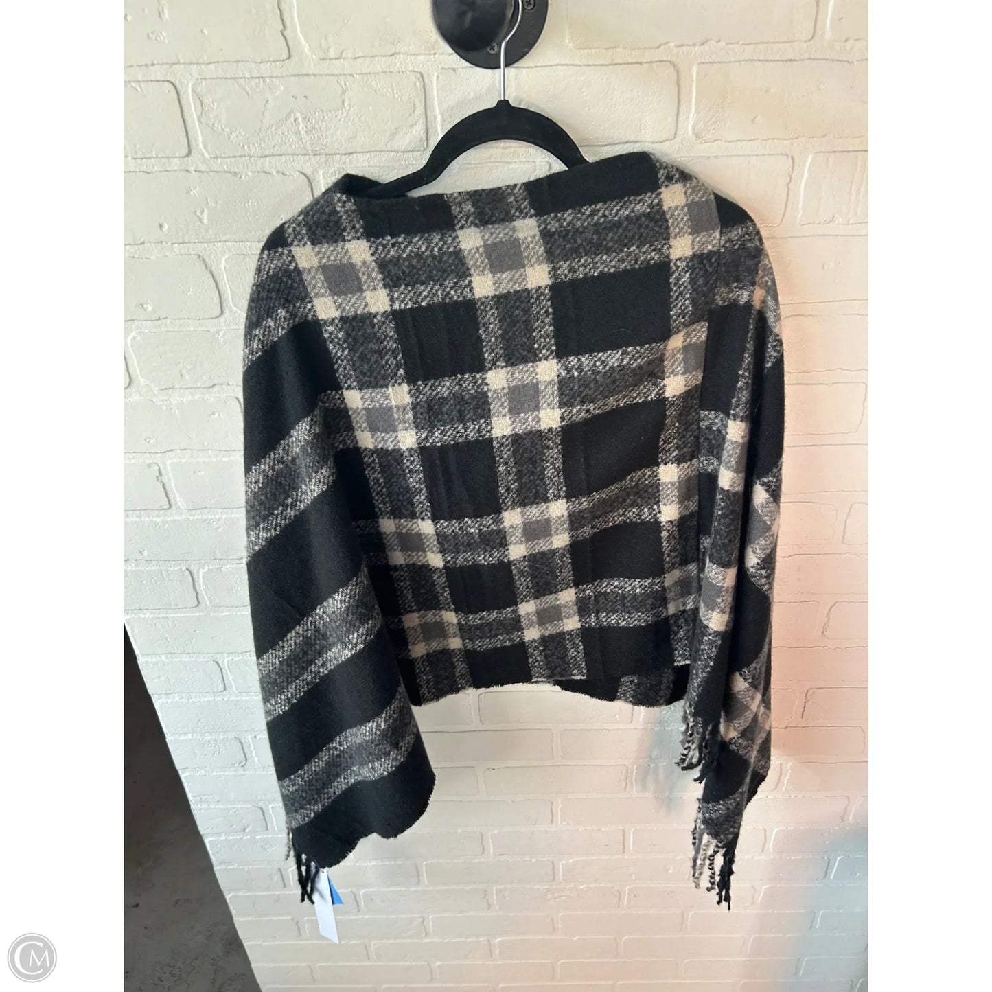 Poncho By Clothes Mentor In Black & Grey, Size: Osfm