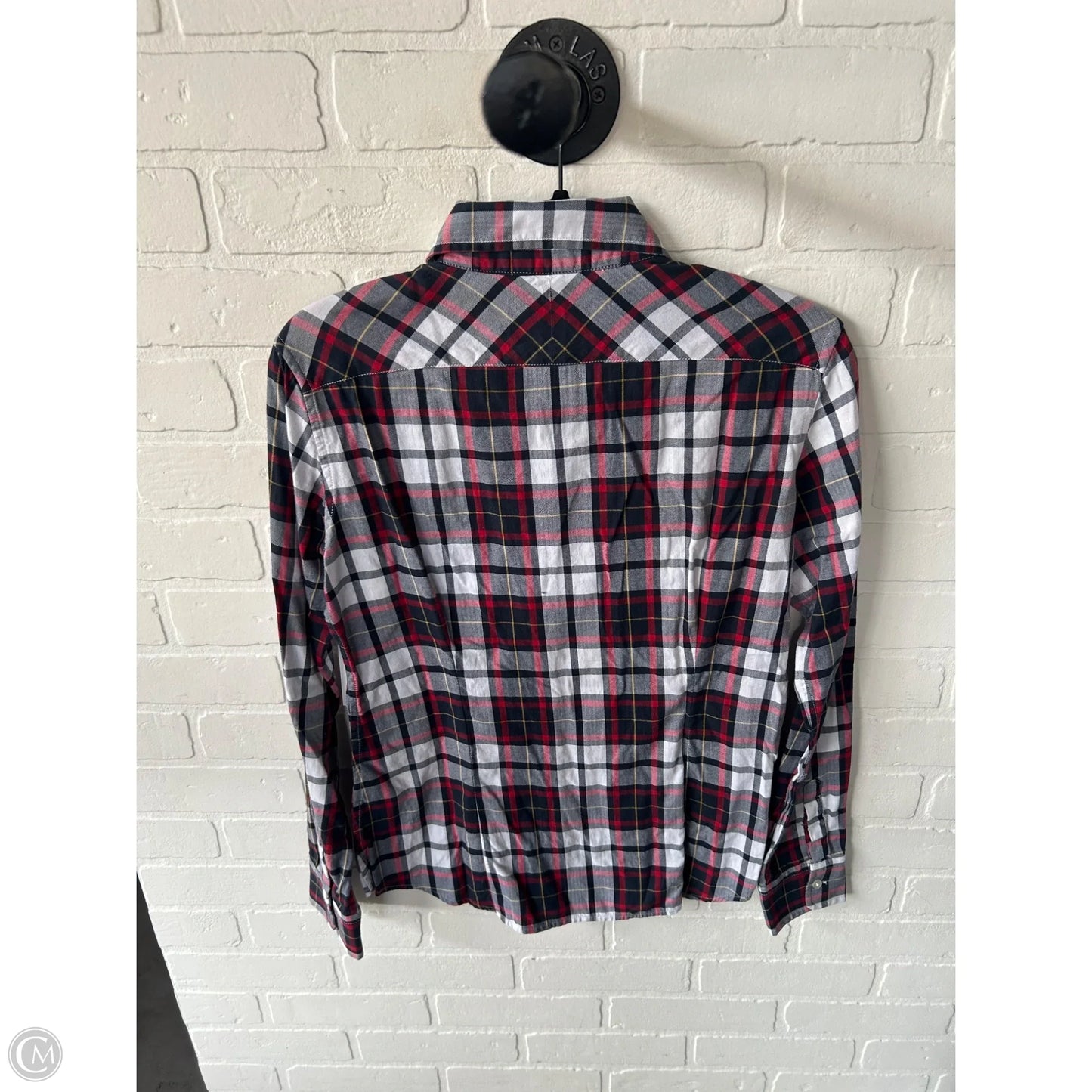 Top Long Sleeve By Banana Republic In Plaid Pattern, Size: Xs