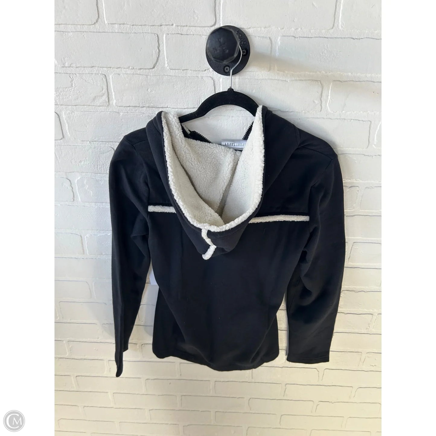 Sweatshirt Hoodie By Clothes Mentor In Black & Cream, Size: Xs