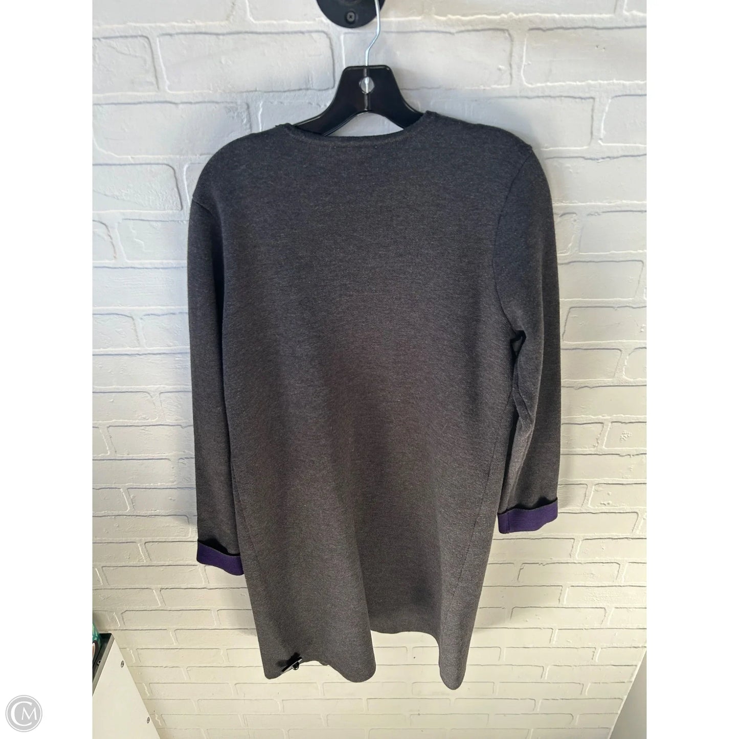 Sweater Cardigan By Calvin Klein In Grey, Size: M