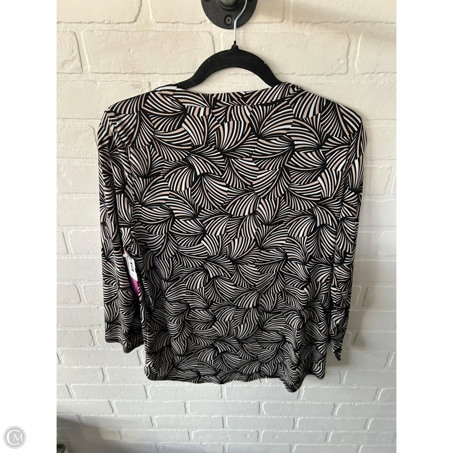 Top Long Sleeve By Anne Klein In Black & White, Size: M
