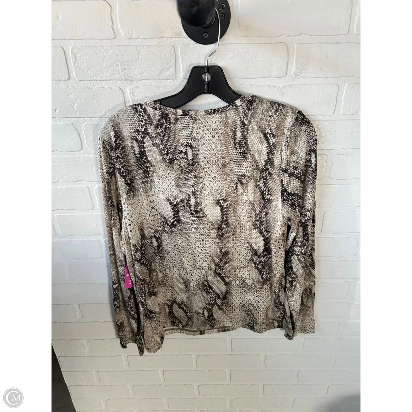 Top Long Sleeve By Express In Brown & Tan, Size: L