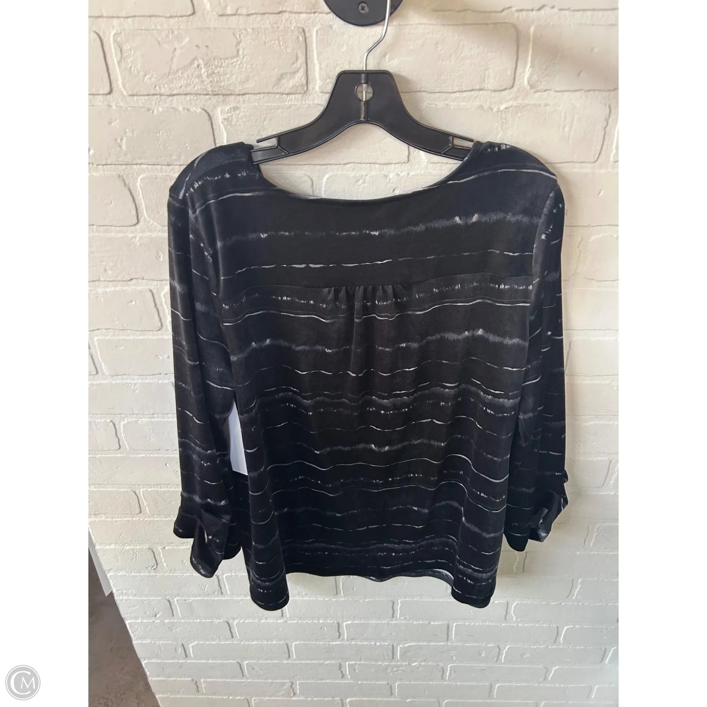 Top Long Sleeve By Pure Jill In Black & Grey, Size: L