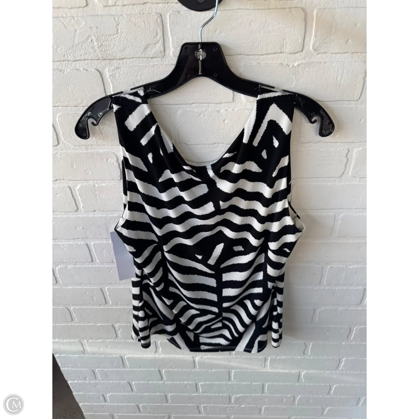Top Sleeveless Basic By Calvin Klein In Black & White, Size: Xl