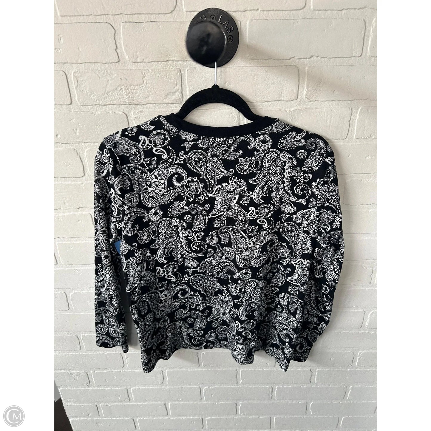 Top Long Sleeve By Rafaella In Black & White, Size: L