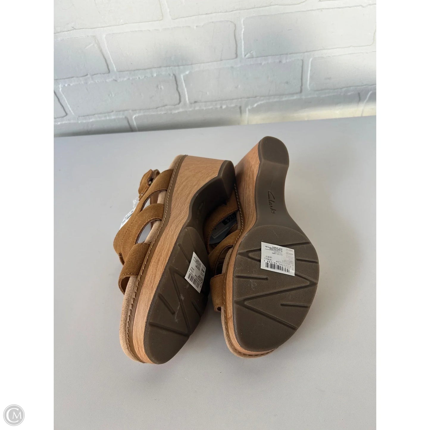 Sandals Heels Block By Clarks In Tan, Size: 8