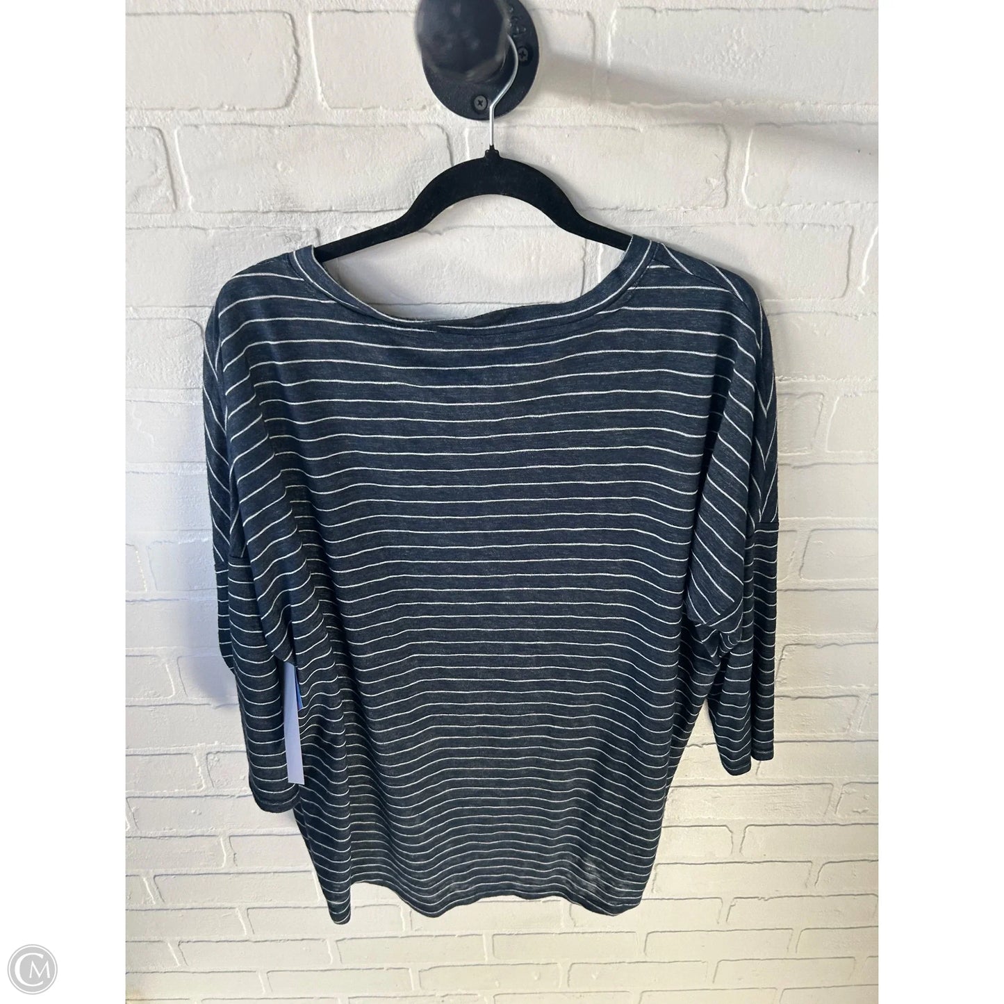 Top 3/4 Sleeve By Loft In Blue & White, Size: Xl