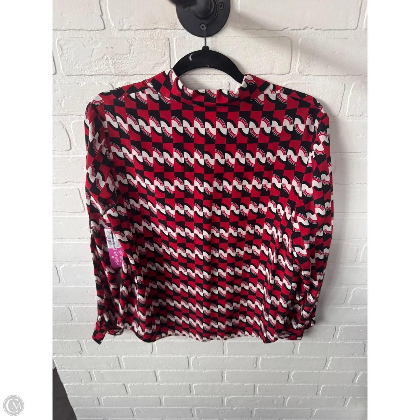 Top Long Sleeve By Jones New York In Black & Red, Size: Mp