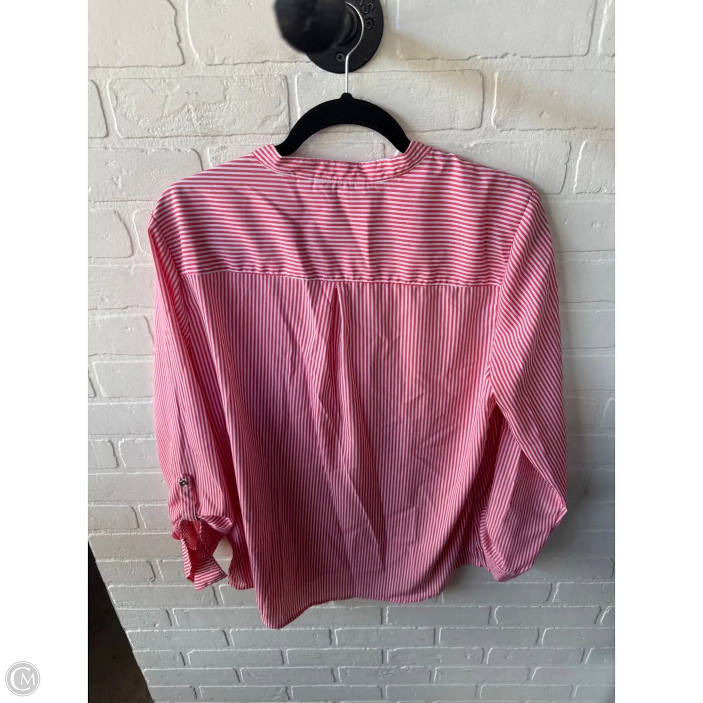 Top Long Sleeve By Notations In Orange & White, Size: L