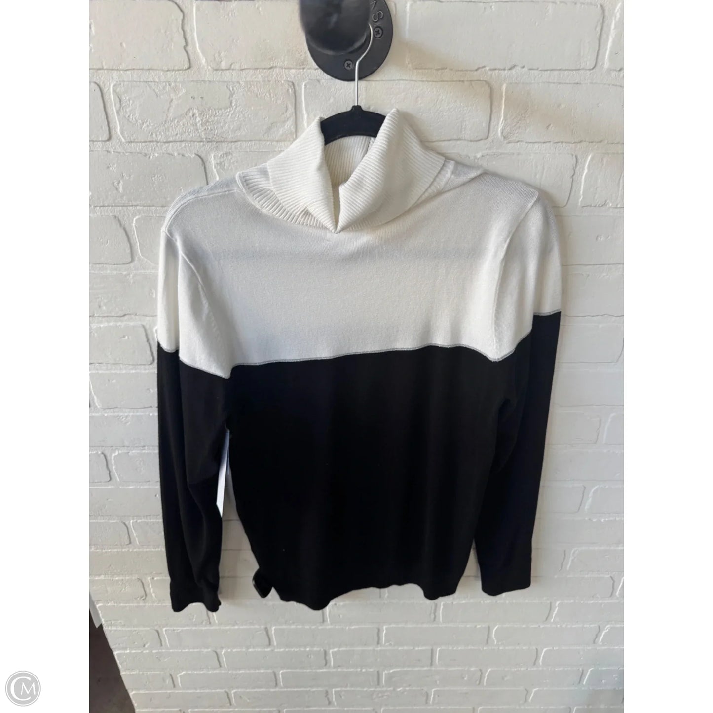 Sweater By Calvin Klein In Black & White, Size: L
