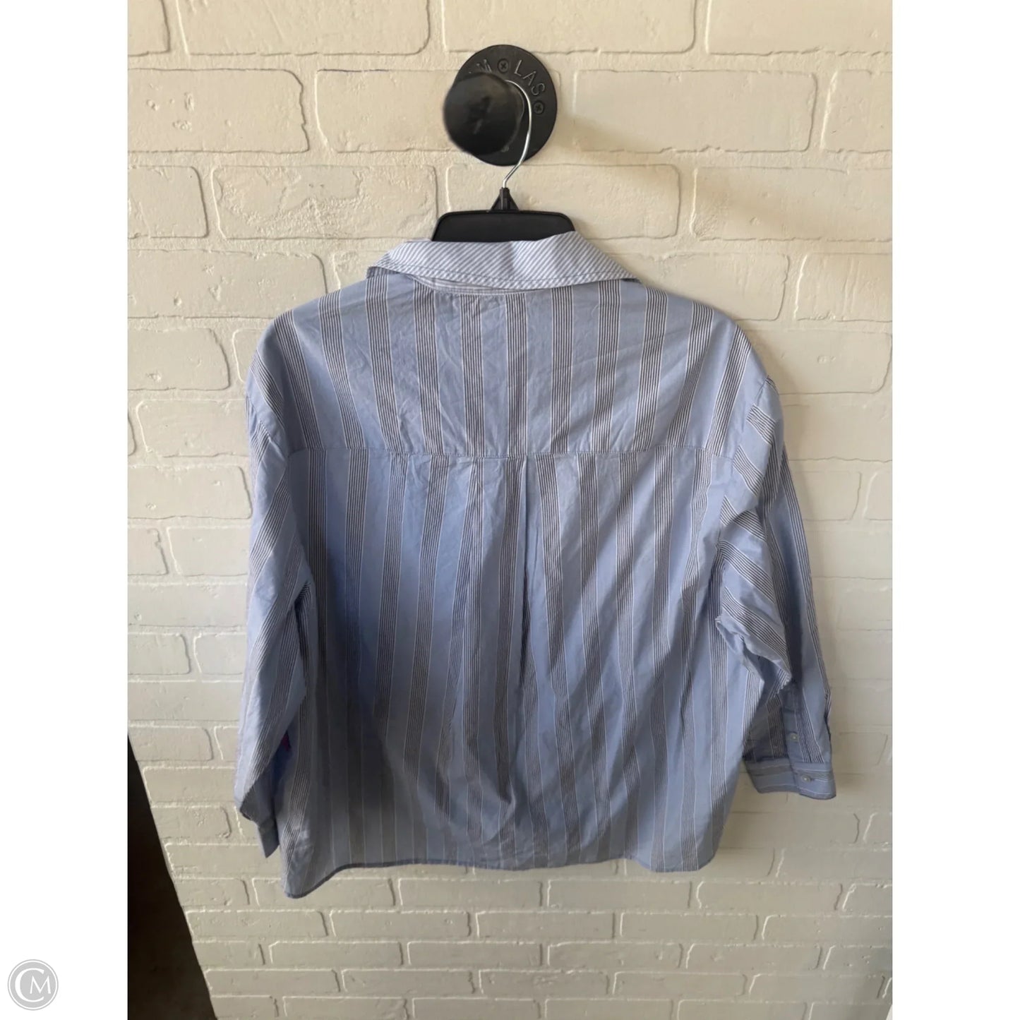Top Long Sleeve By Aerie In Blue & White, Size: Xxs
