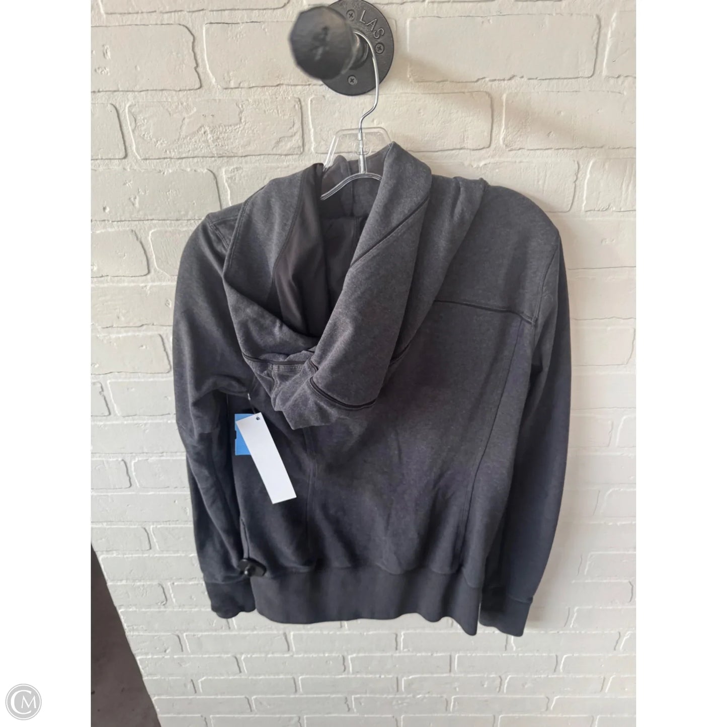 Athletic Sweatshirt Hoodie By Lululemon In Grey, Size: M