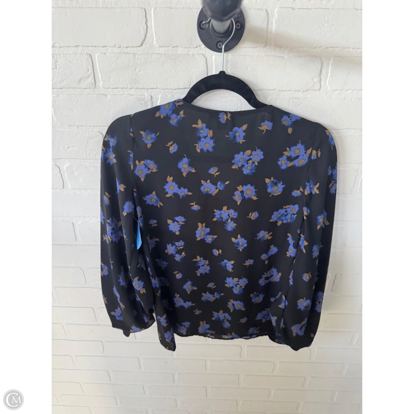 Top Long Sleeve By Halogen In Black & Blue, Size: Xs