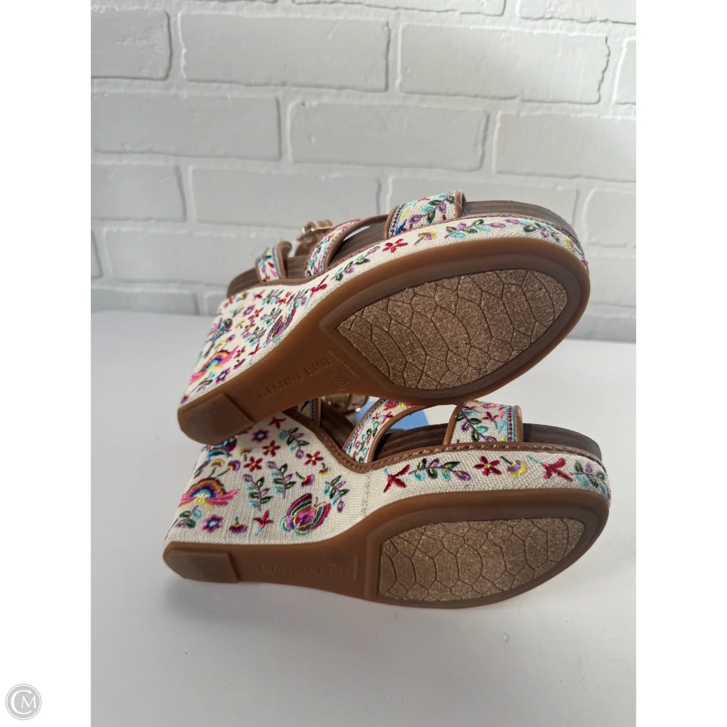 Sandals Heels Wedge By Gianni Bini In Tan, Size: 8.5