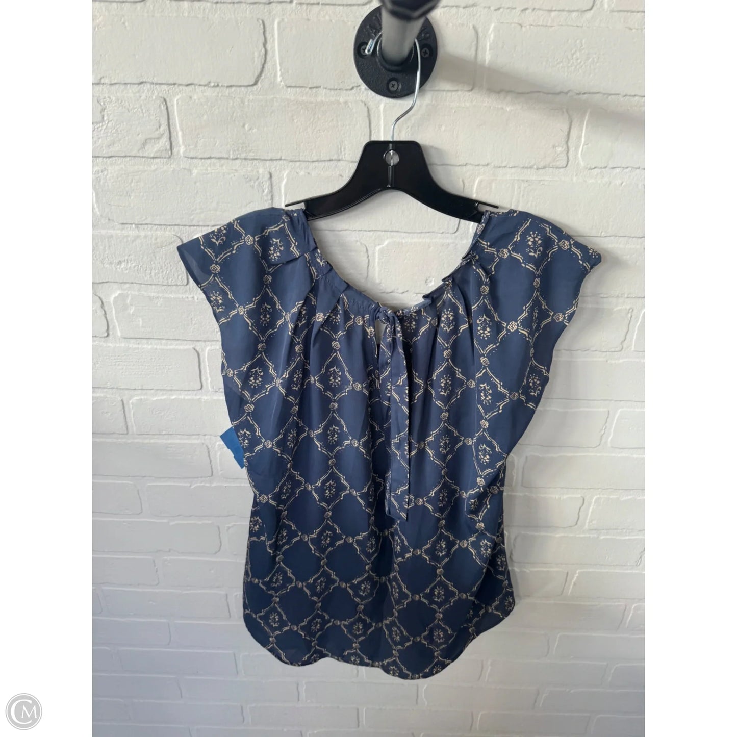 Top Sleeveless By Lc Lauren Conrad In Blue & Cream, Size: M