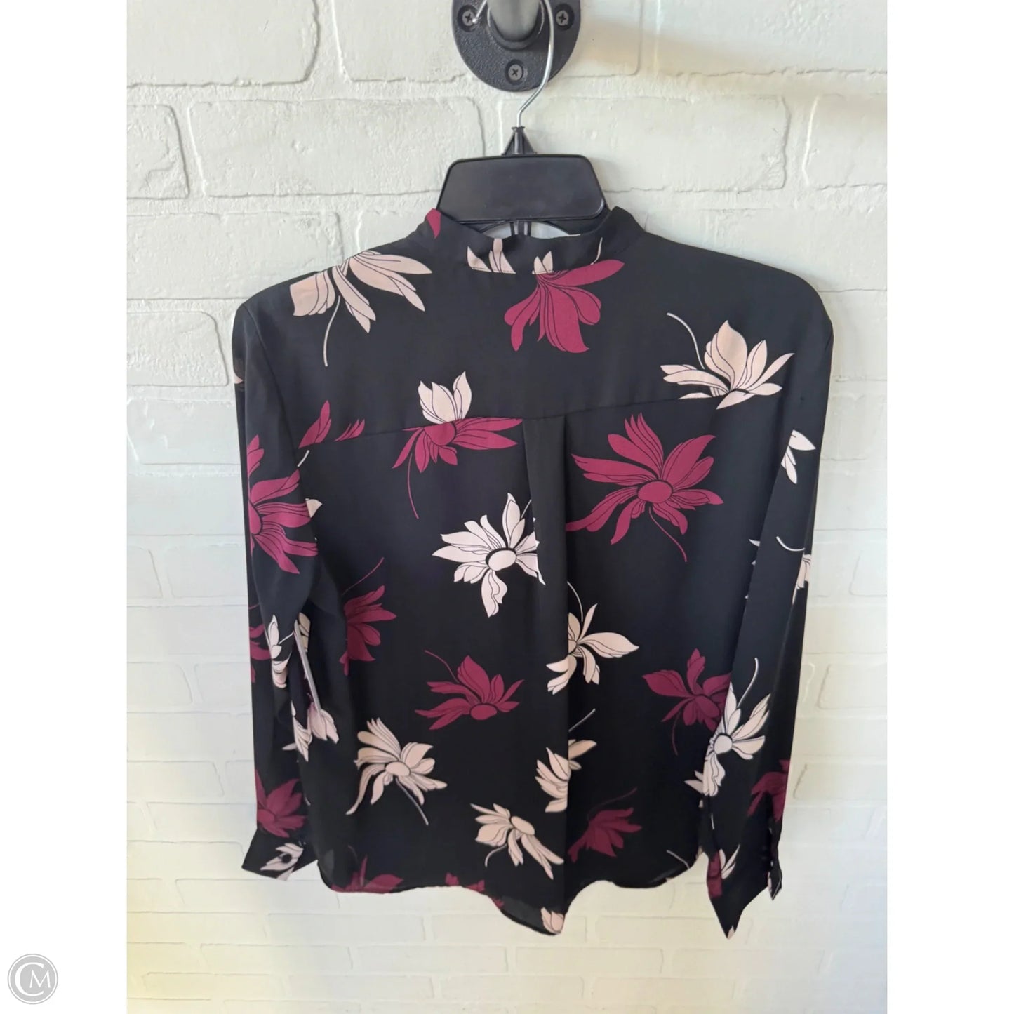 Top Long Sleeve By Ann Taylor In Black & Cream, Size: M