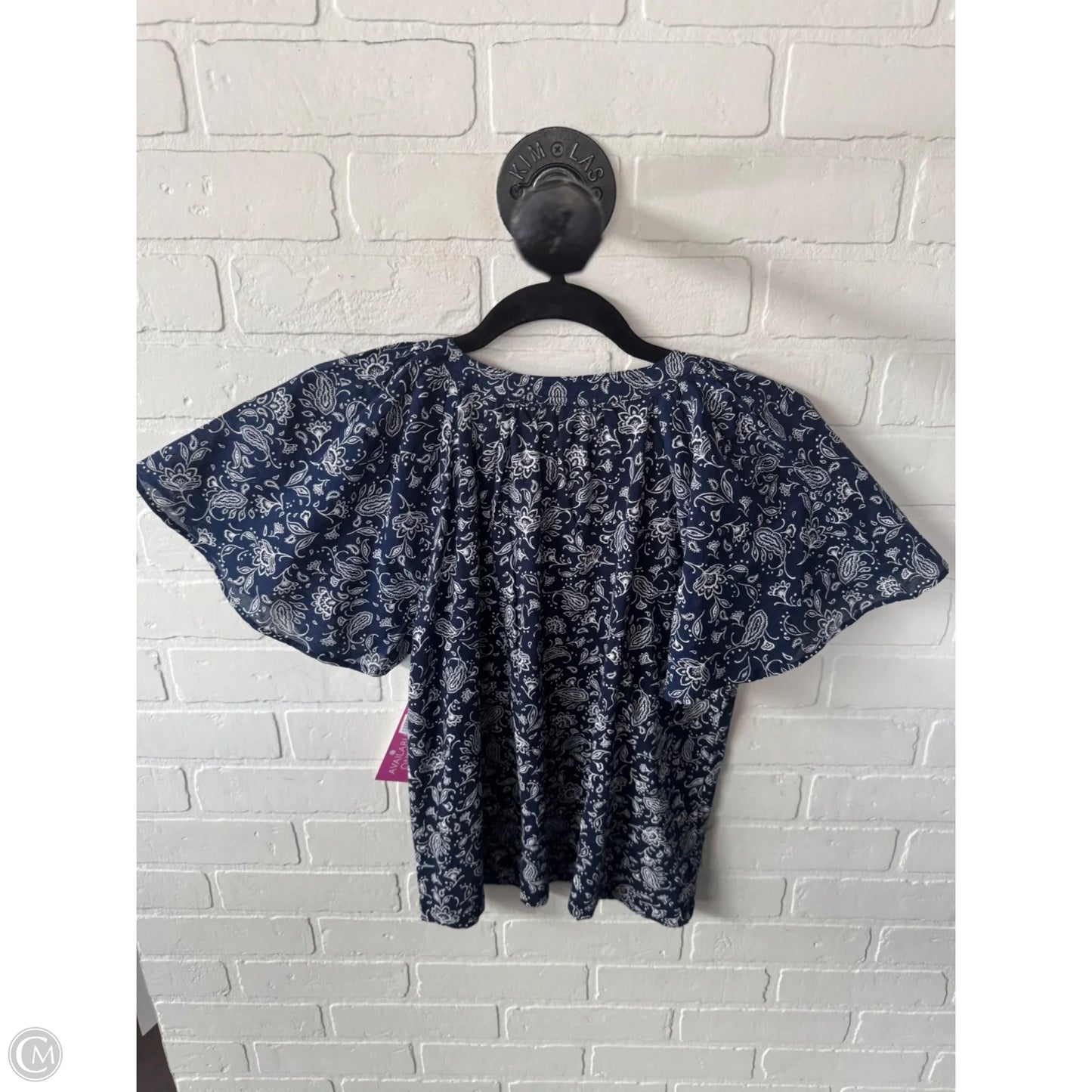 Top Short Sleeve By Loft In Blue & White, Size: Xs