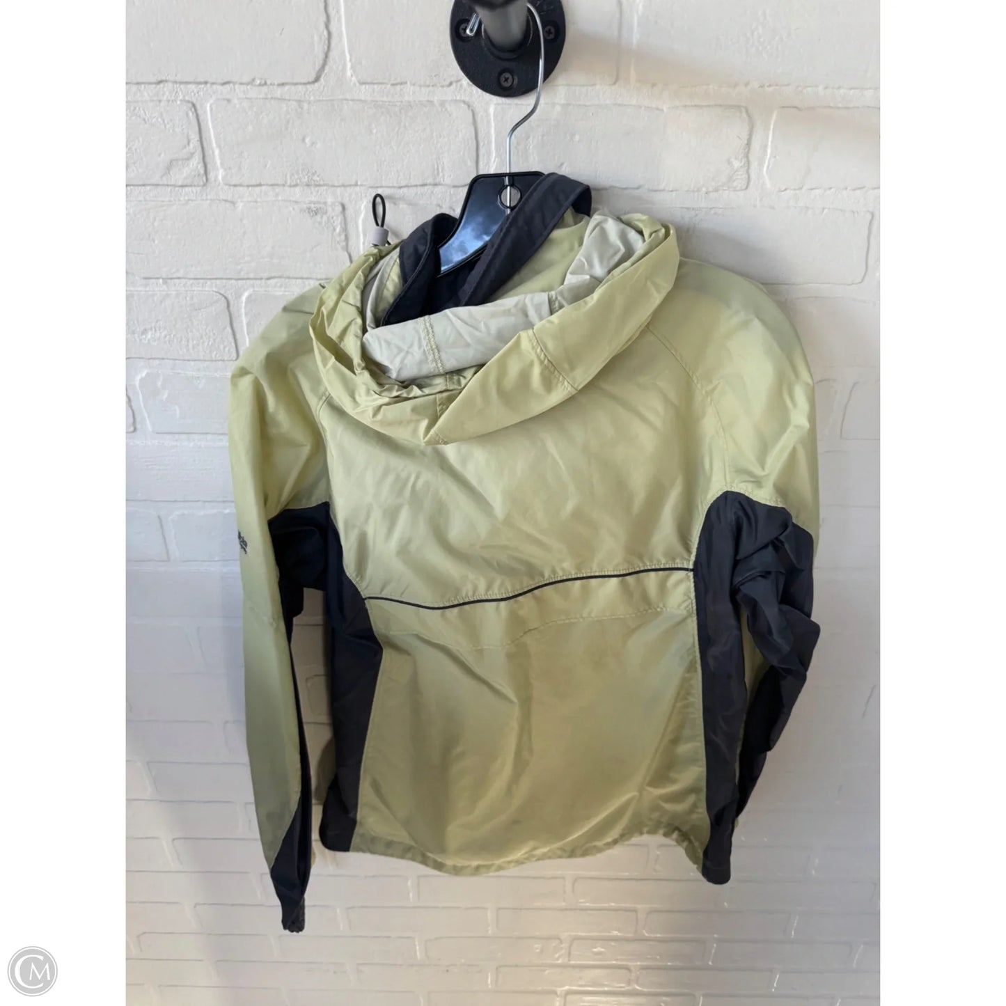 Jacket Windbreaker By Columbia In Green & Grey, Size: M