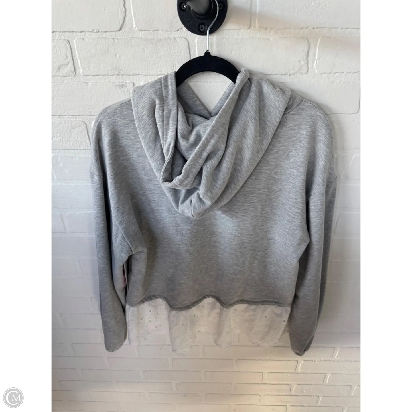 Sweatshirt Hoodie By Maeve In Grey & White, Size: M