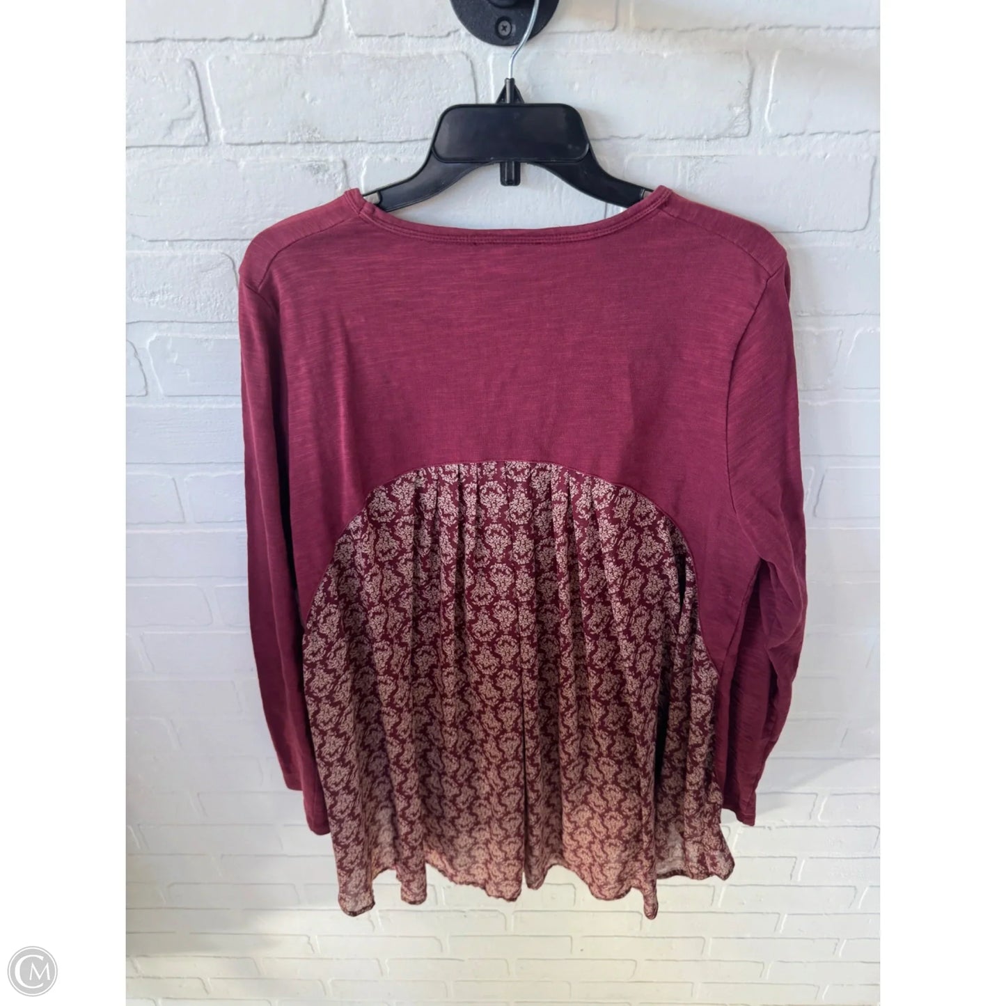Top Long Sleeve By Suzanne Betro In Red & Tan, Size: 2x