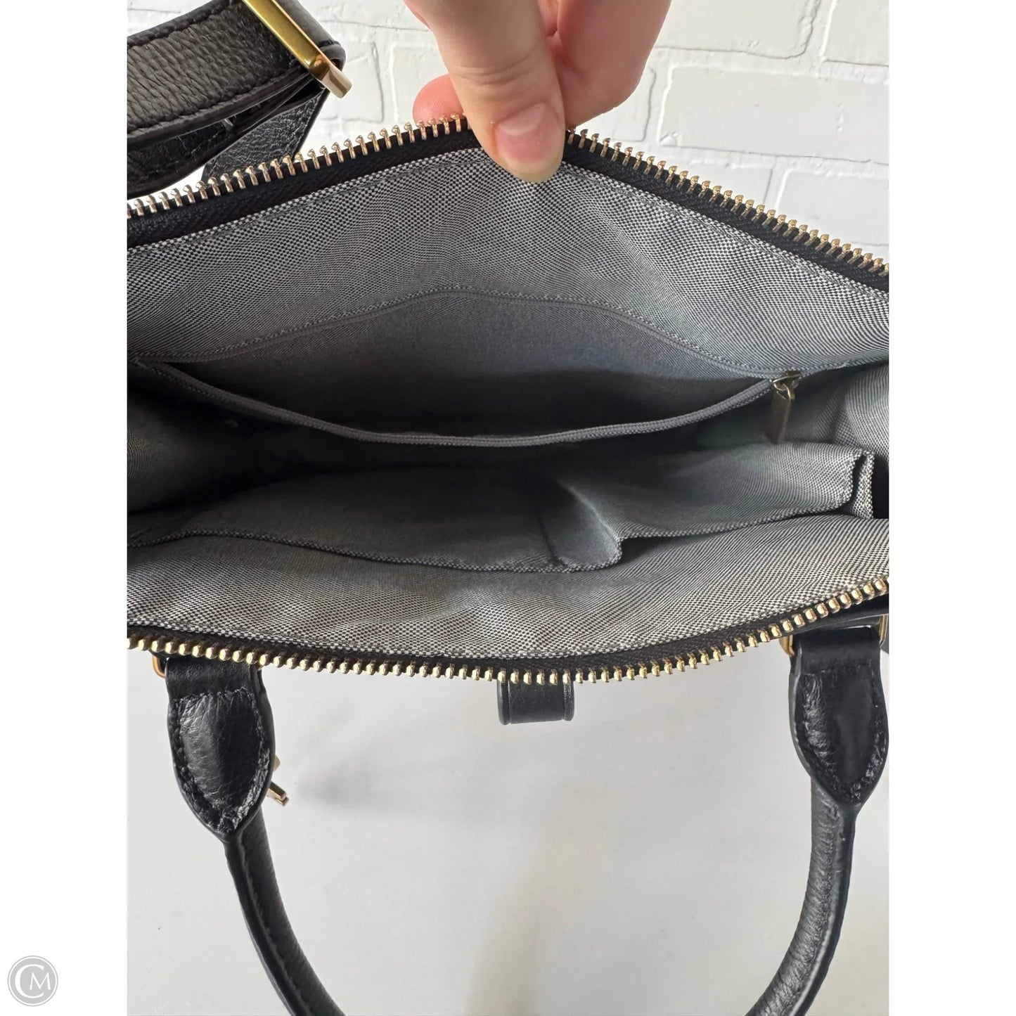 Handbag Leather By Fossil, Size: Medium