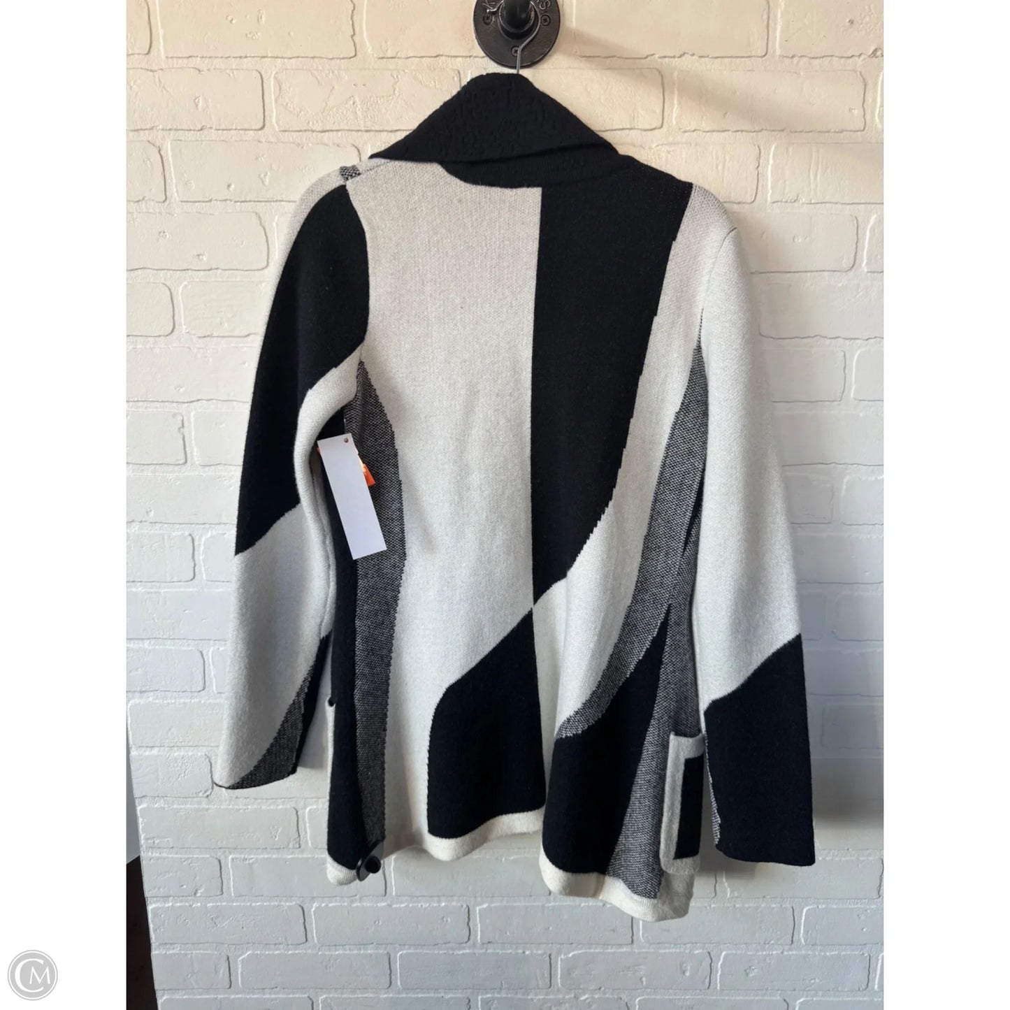 Sweater Cardigan By Sioni In Black & White, Size: L
