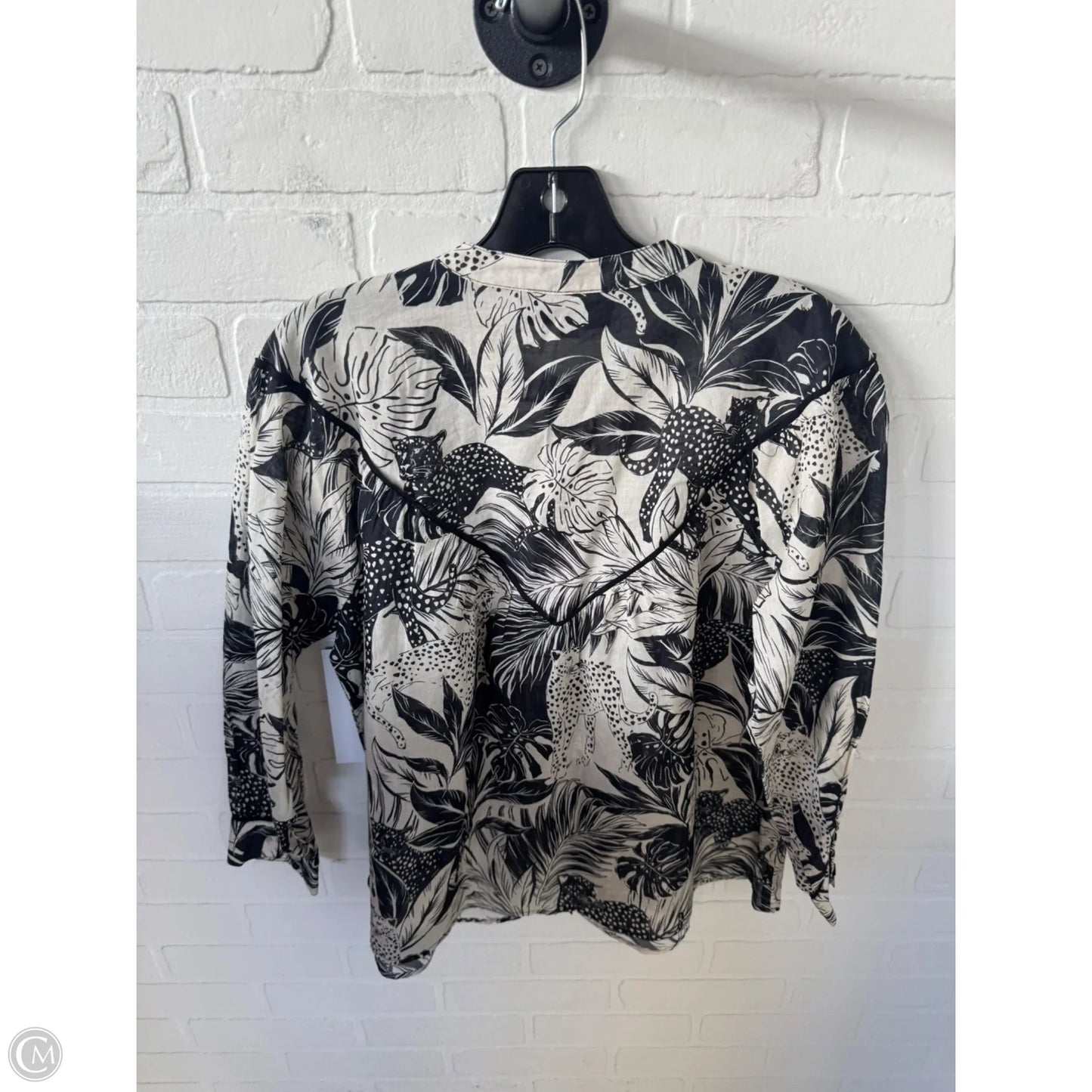 Top Long Sleeve Designer By Johnny Was In Black & Cream, Size: Xs