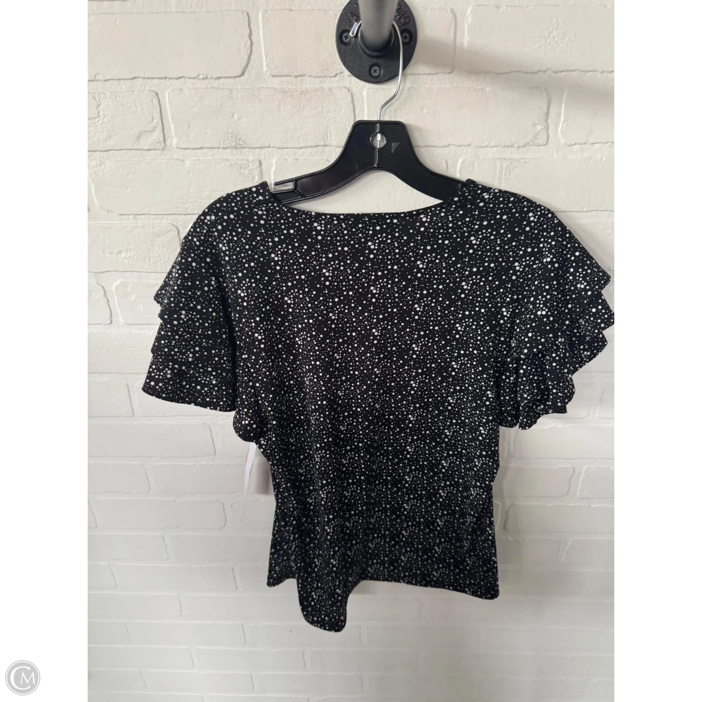 Top Short Sleeve By Adrianna Papell In Black & White, Size: M