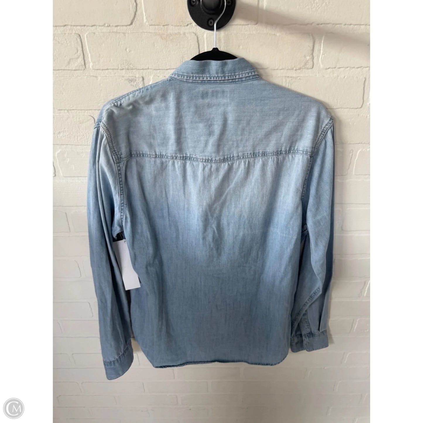 Top Long Sleeve By Zara In Blue Denim, Size: L