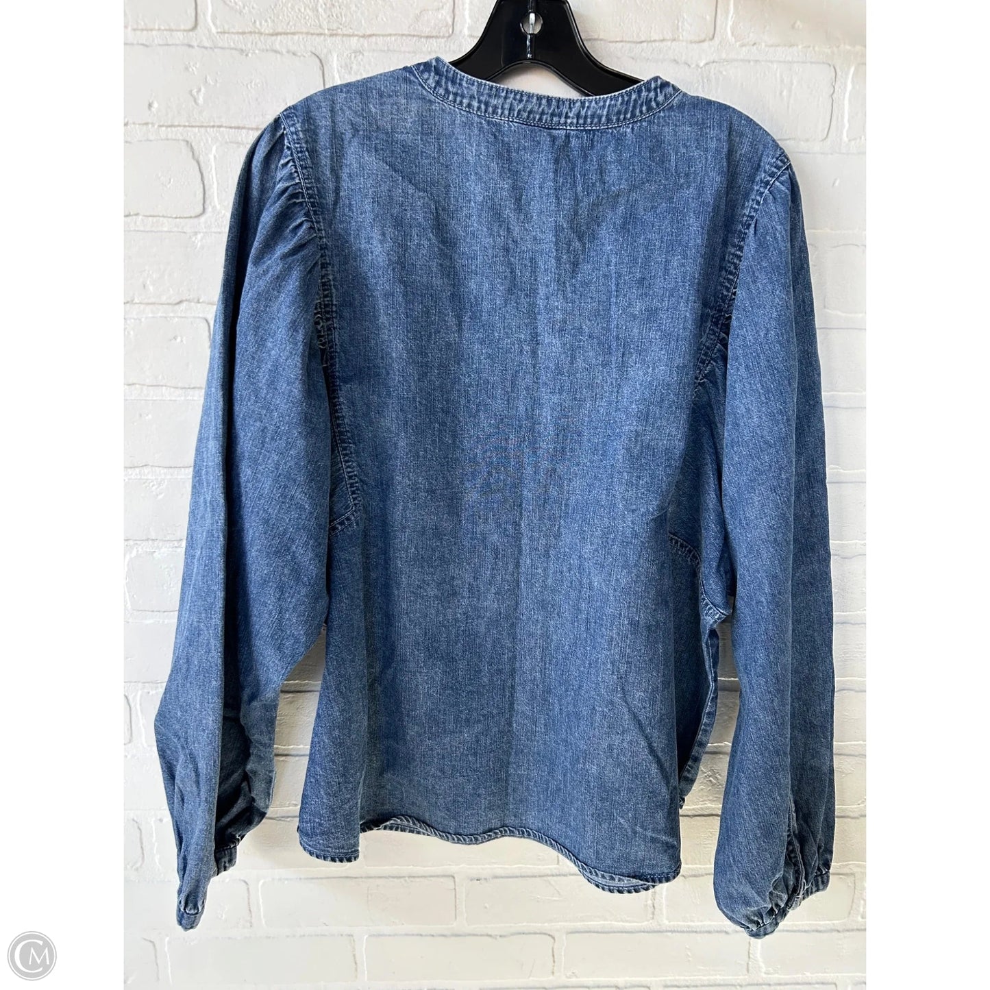 Top Long Sleeve By Scoop In Blue Denim, Size: Xl