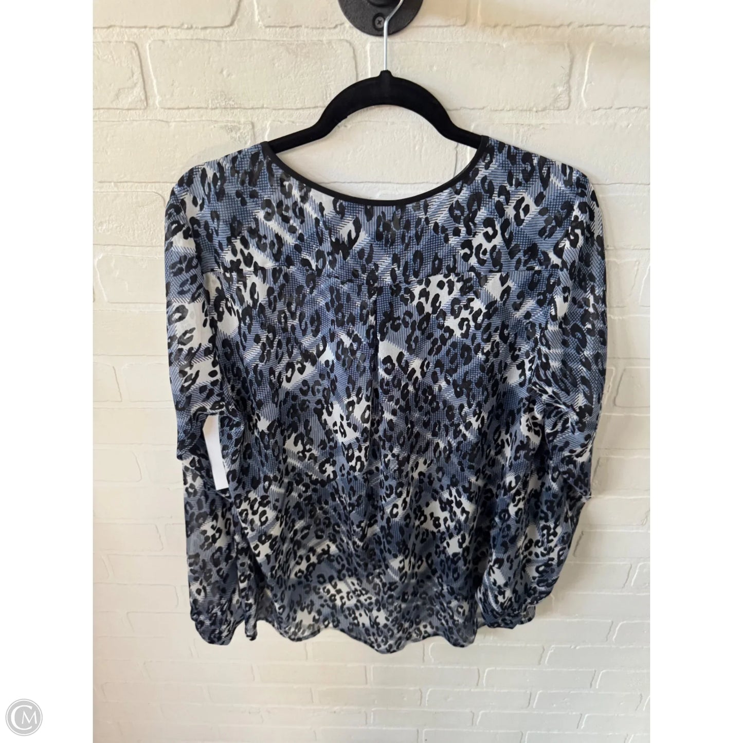 Top Long Sleeve By Cabi In Black & Blue, Size: L
