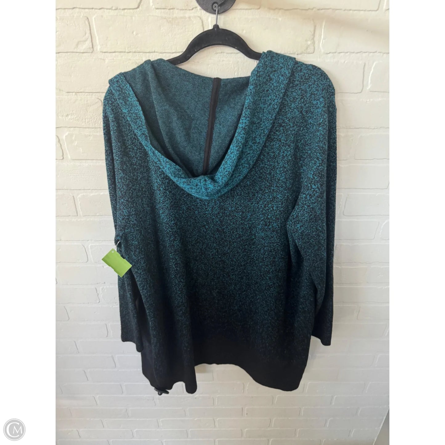 Sweater Cardigan By Chicos In Black & Blue, Size: Xl