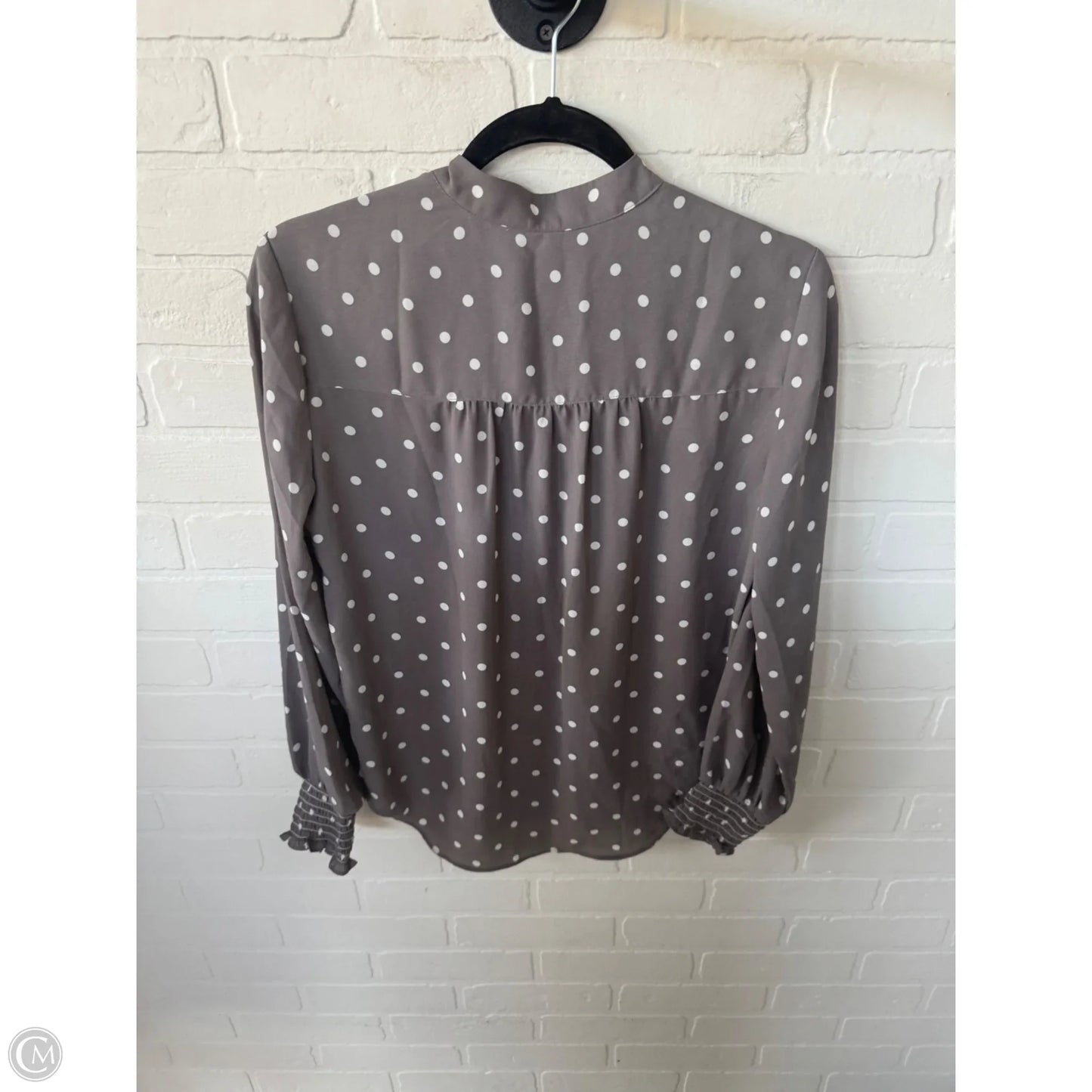 Top Long Sleeve By Loft In Grey & White, Size: Xs