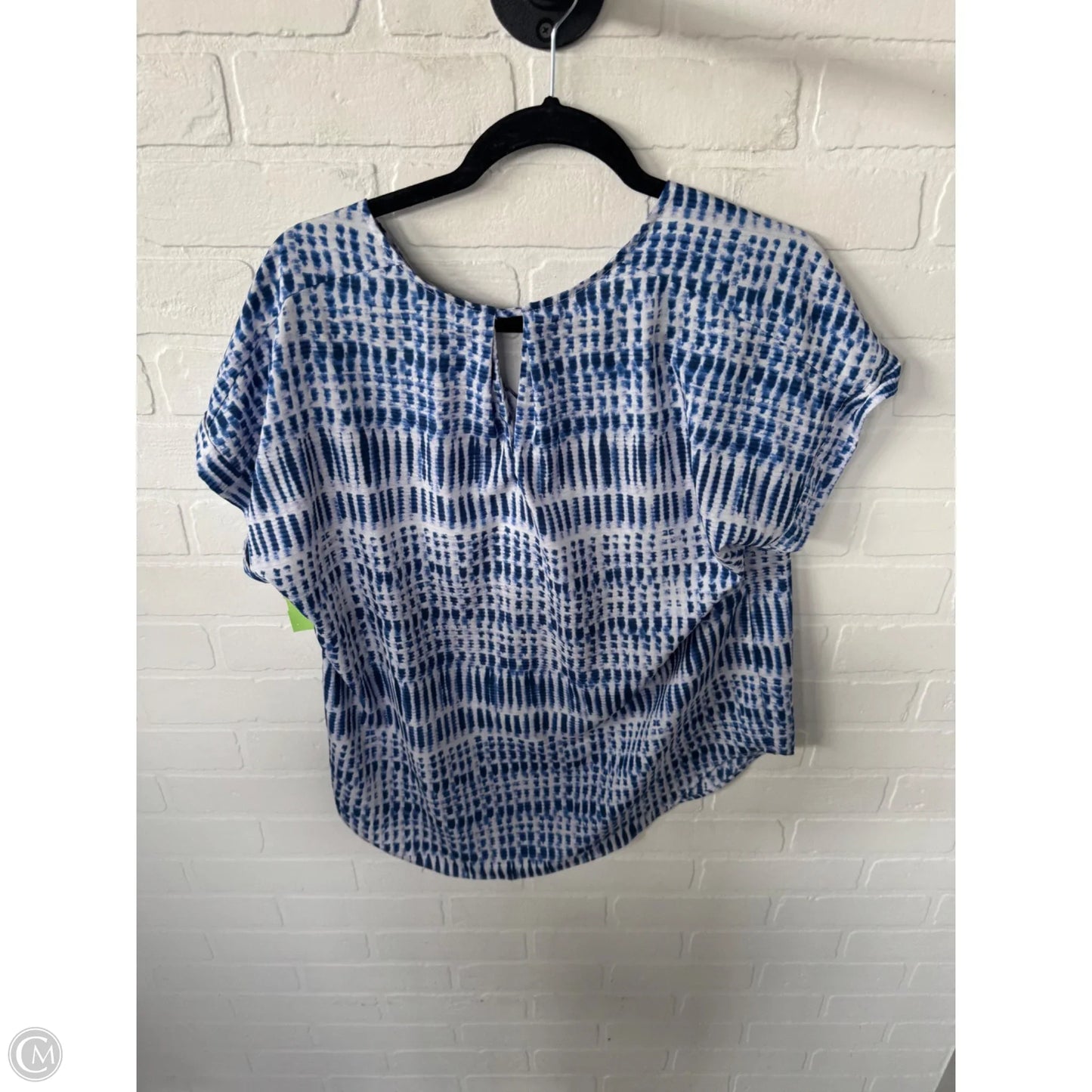 Top Short Sleeve By Dkny In Blue & White, Size: S