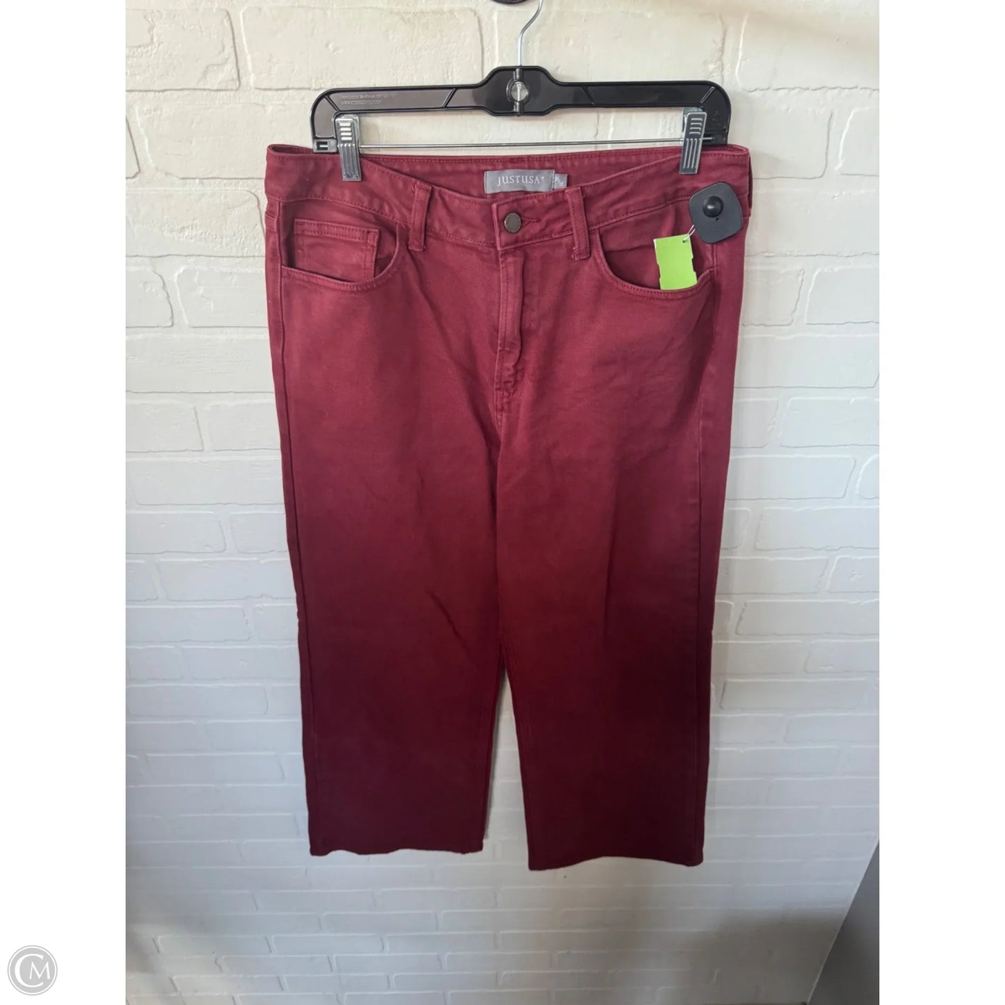 Jeans Wide Leg By Just Usa In Red Denim, Size: 10