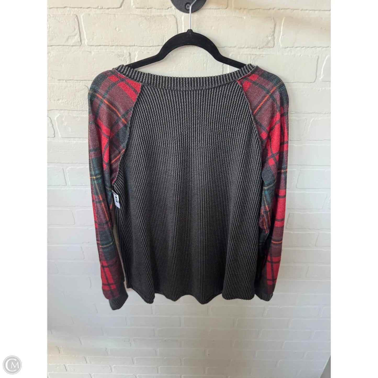 Top Long Sleeve By Heimish Usa In Grey & Red, Size: L