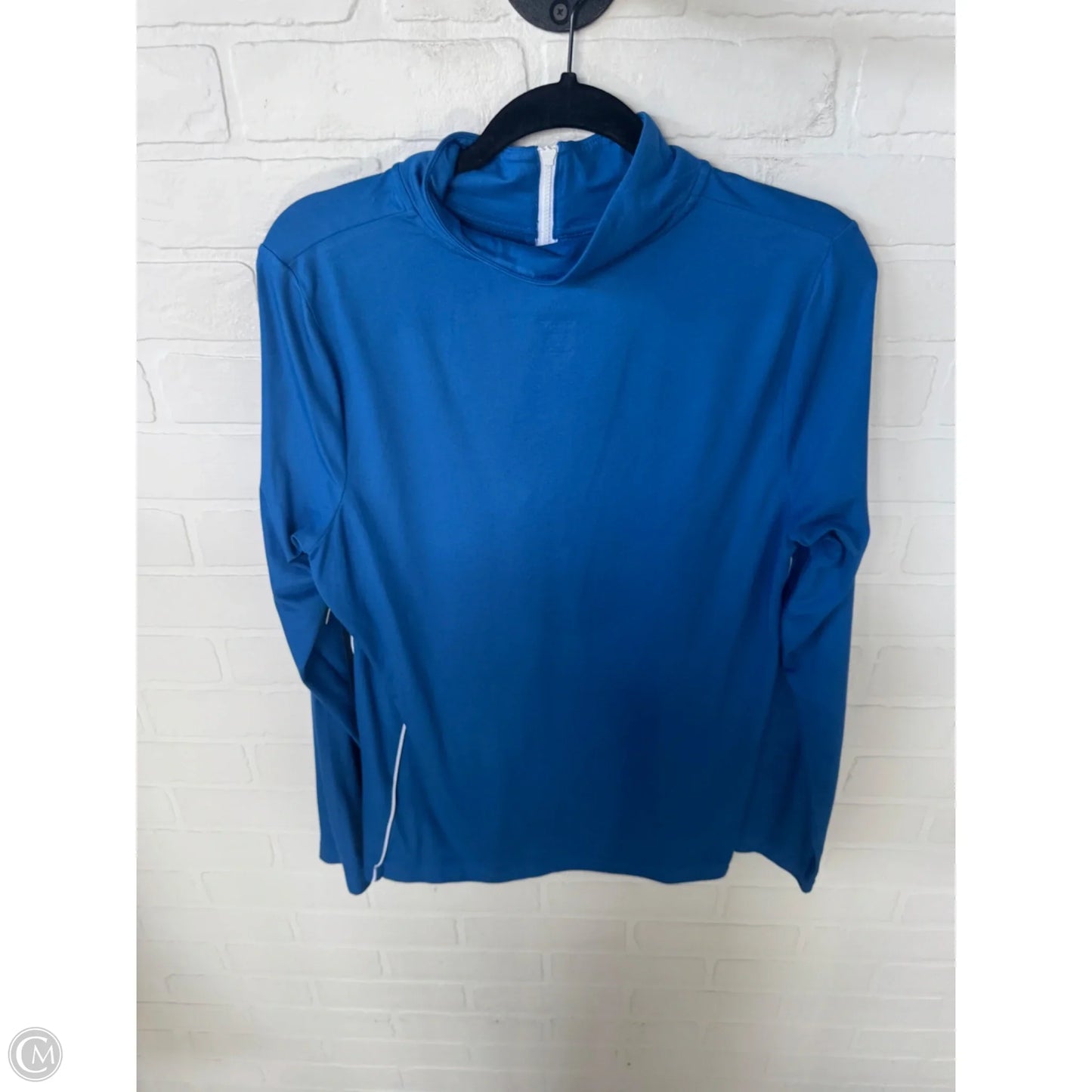 Athletic Top Long Sleeve Collar By J. Jill In Blue & White, Size: M